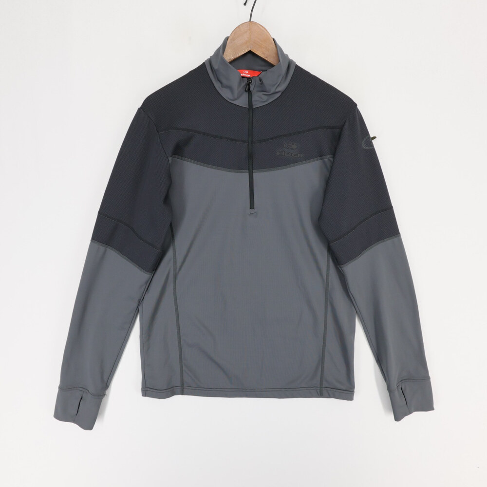 Eider Pullover Mens M Gray Colorblock Half Zip Long Sleeve Thumb Holes Top